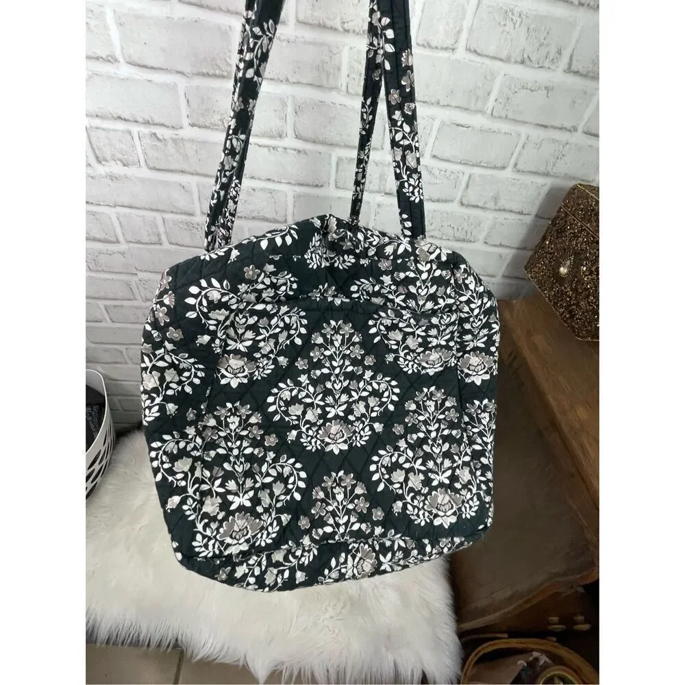 Vera Bradley Large Traveler Duffel Chandelier Noir Black Floral Retired